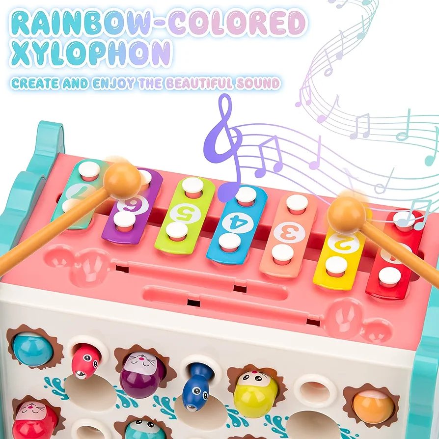 Juguetes para niñas de 1 año, piano para bebé, juego de batería para niños  pequeños de 1 a 3 años, xilófono, juguetes musicales, Whack-A-Mole