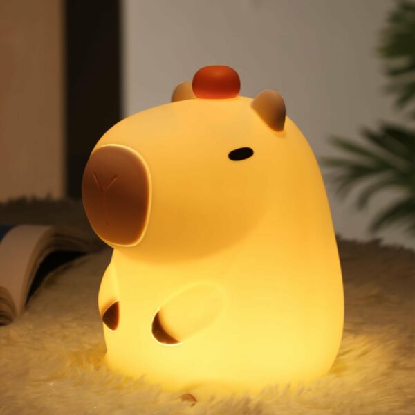 Capybara - Luz nocturna para niños, lámpara táctil regulable de silicona con 3 niveles de brillo y 7 colores RGB, luz de mesita de noche recargable por USB para dormitorio, sala de estar y habitación - Imagen 11