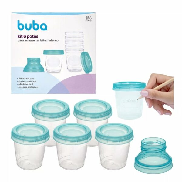 Buba, Kit 6 Frascos para Conservar Leche Materna