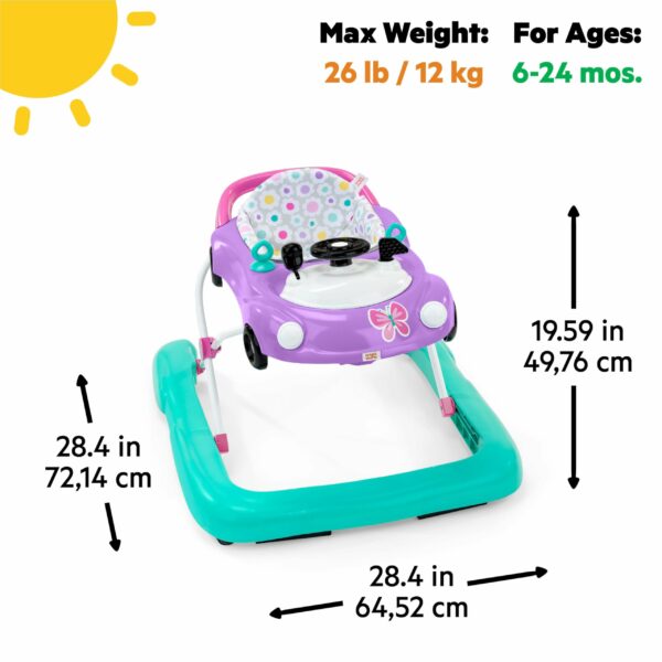 Bright Starts Little Speedster - Andador de coche 3 en 1, color morado - Imagen 2